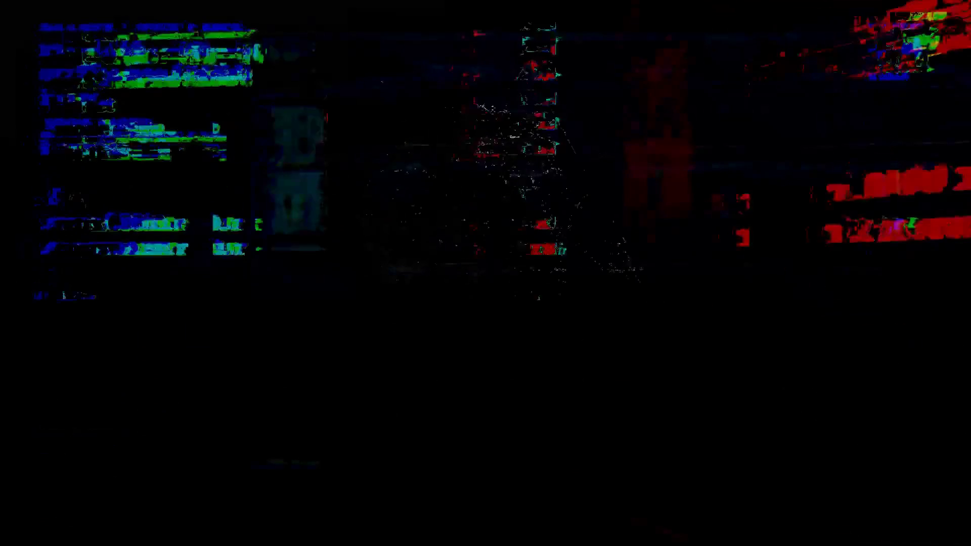 Disrtorted unreadable text over dark background like minimal painted pillars