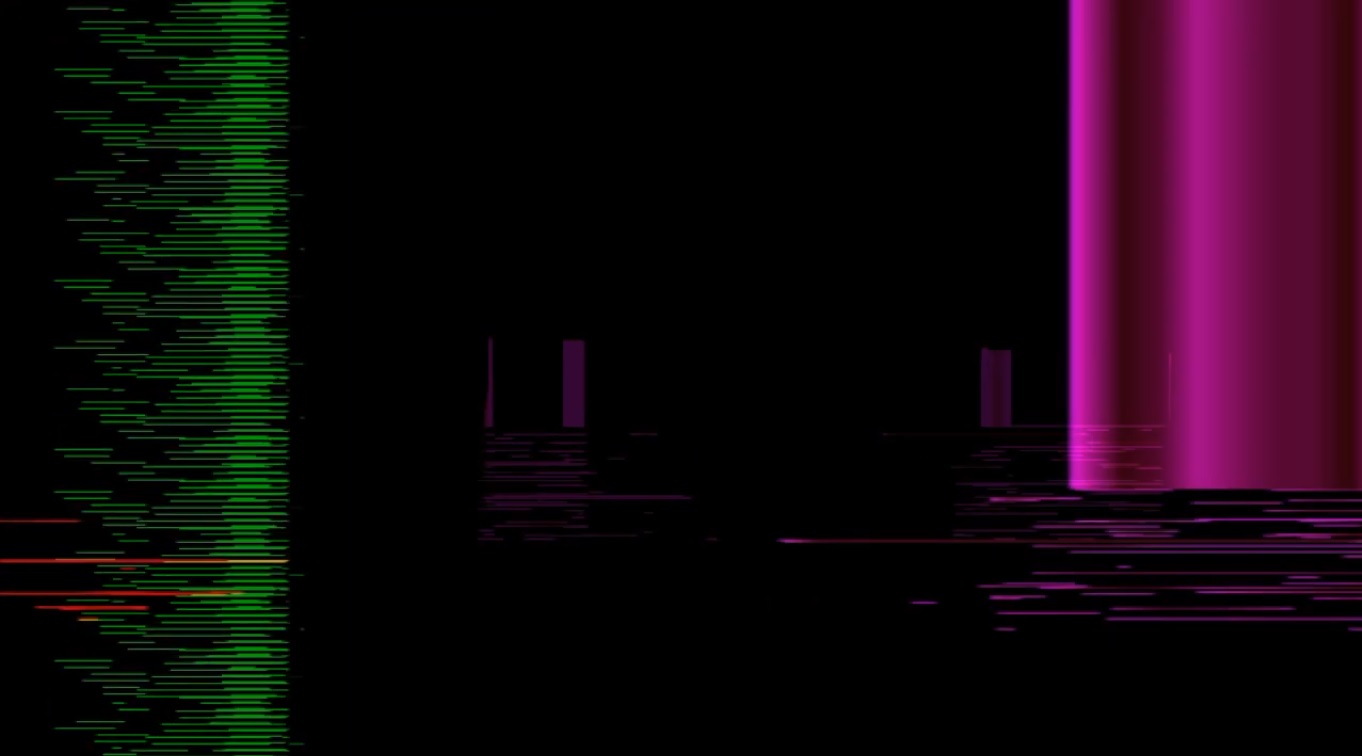 Chrome digital vertical bars over black background