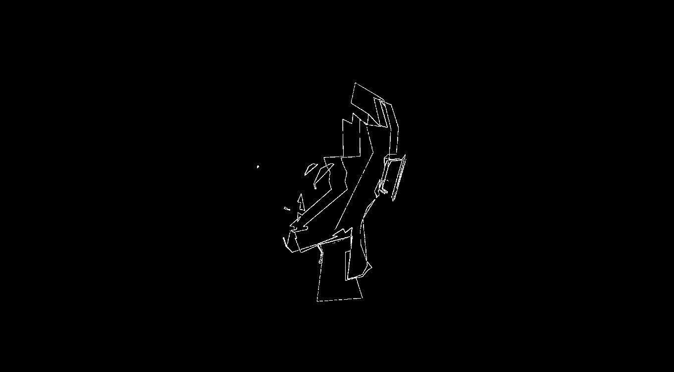 line edges of face distorted against dark background