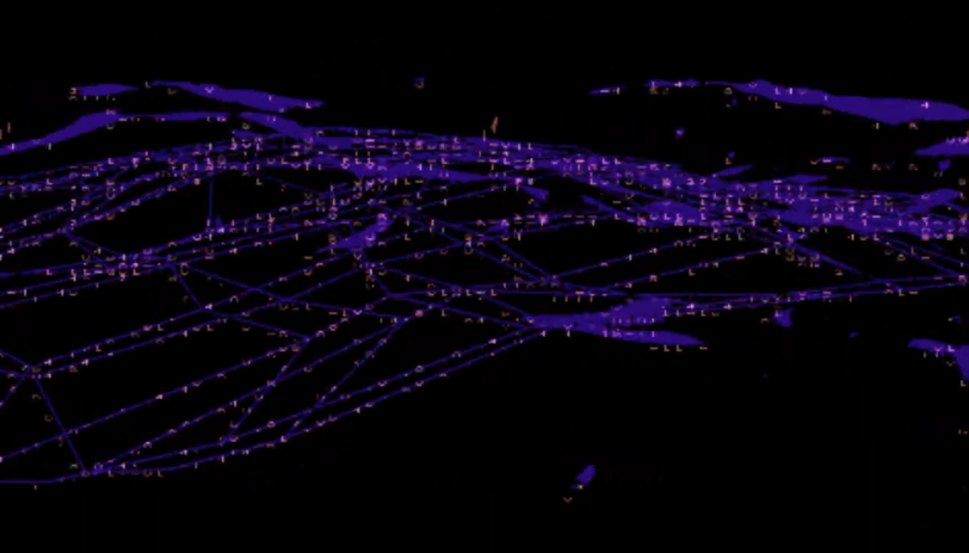 Computer colorized Waves with digital filters like computer numbers and letters over it